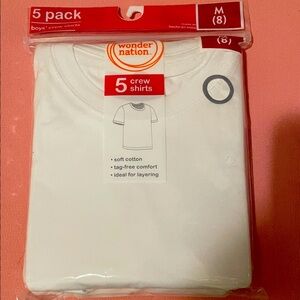 Wonder Nation Boys' White Crew Neck T-Shirts 5 Pack